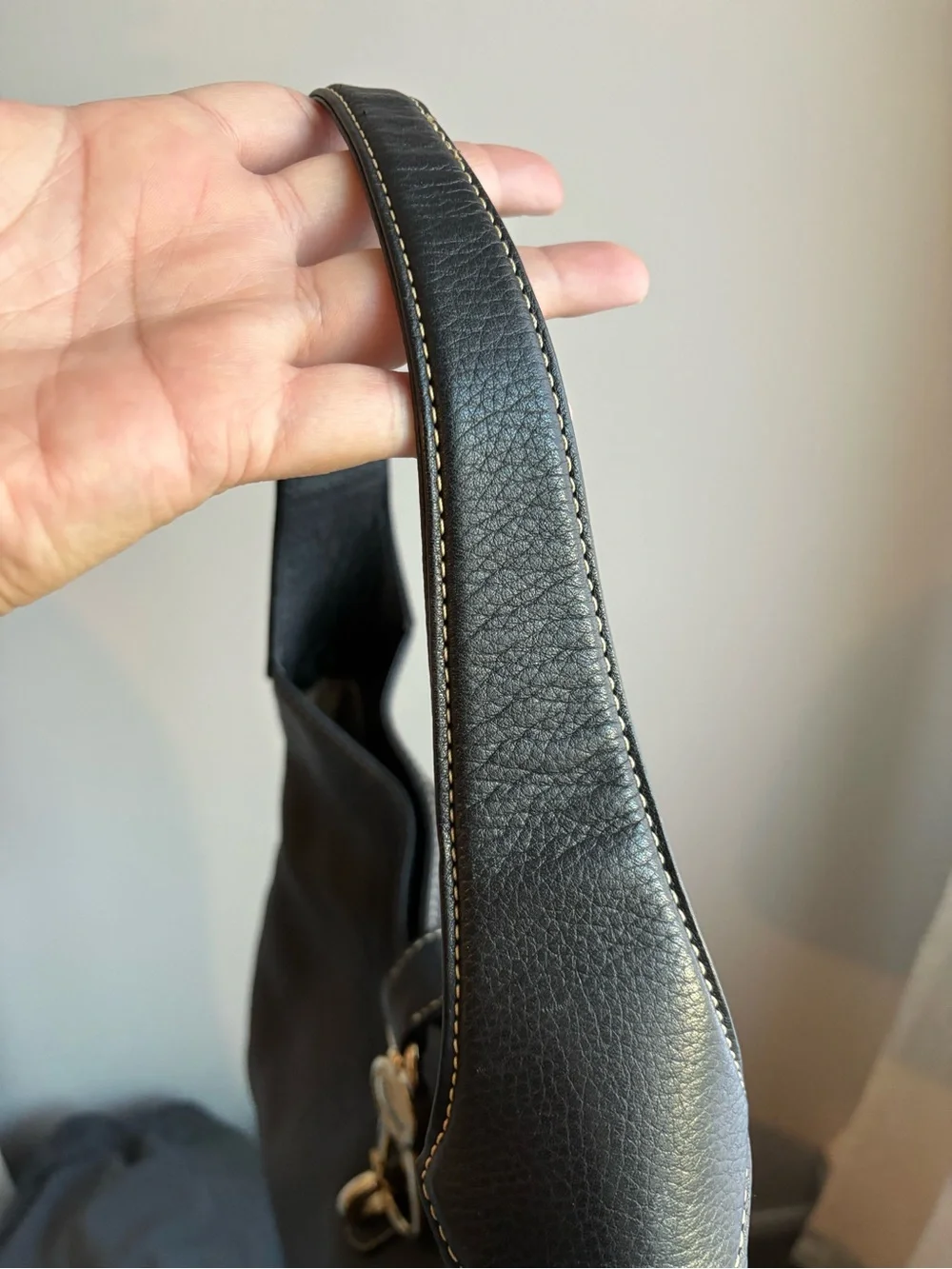 Dooney & Bourke Black Pebble Leather Hobo with Gold Hardware